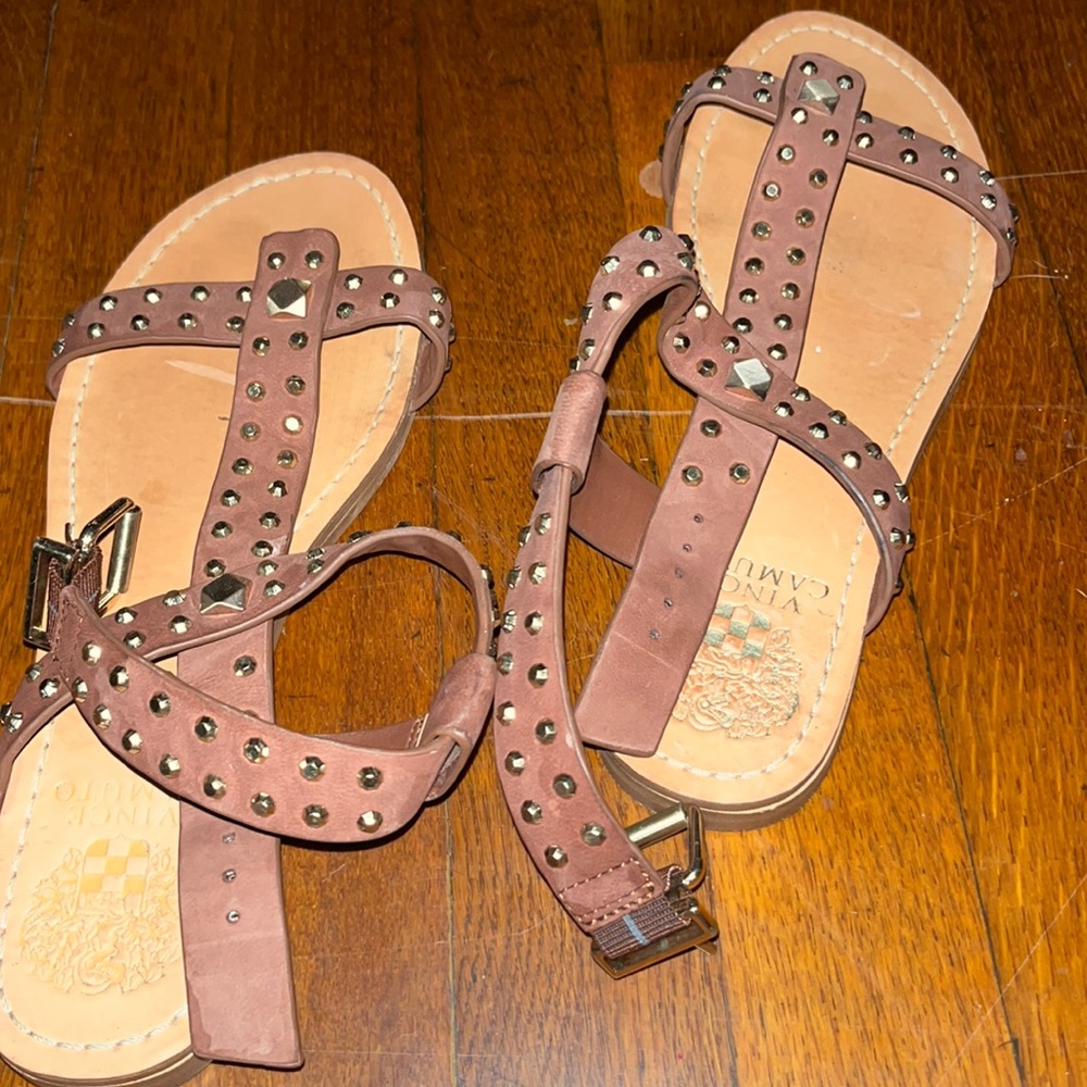 Vince Camuto Studded Brown/Tan Strappy Sandals